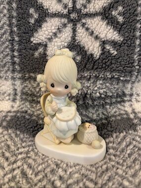Precious Moments Cream and Pale Blue 'Mother' Stitching Figurine
